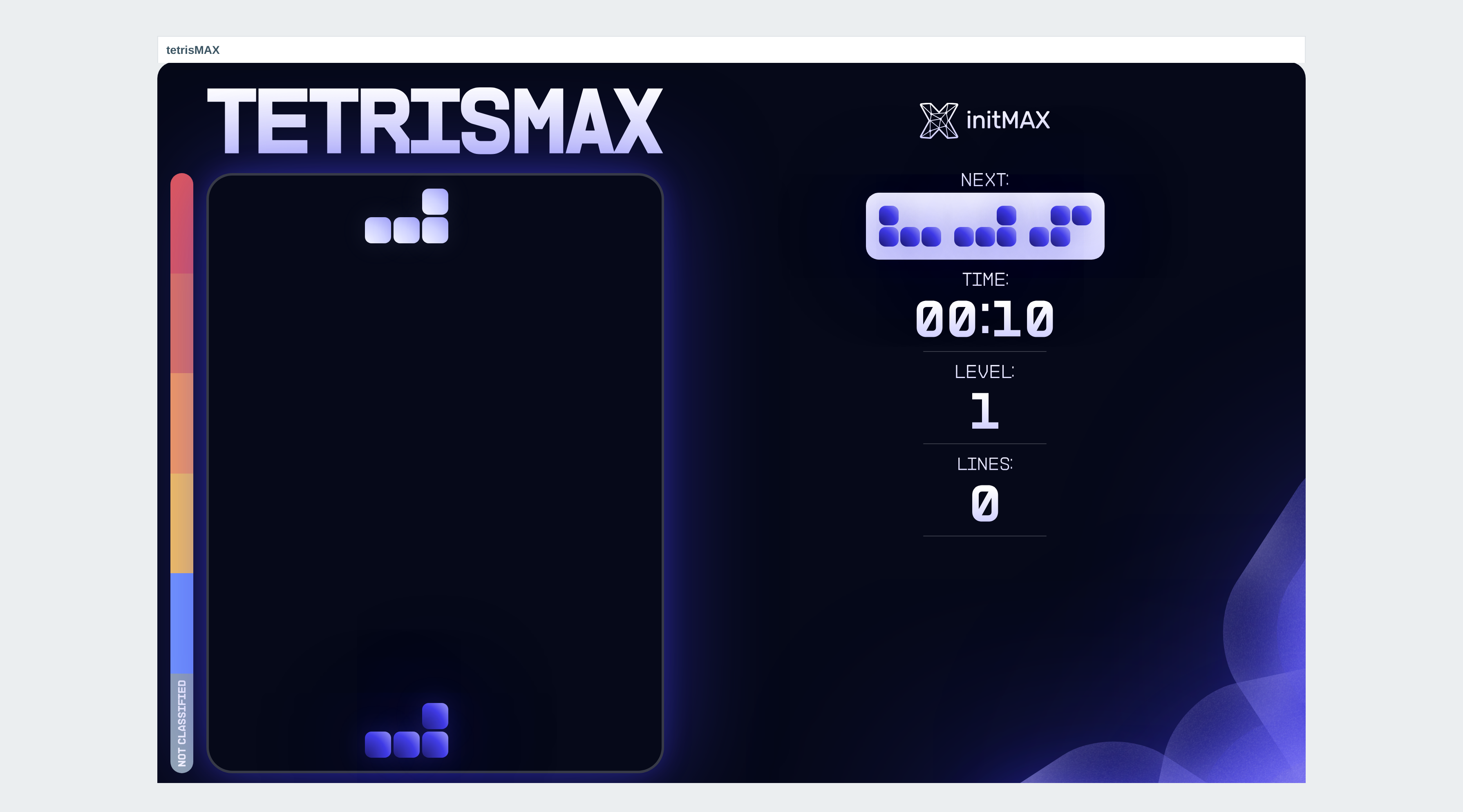tetrisMAX hra - Kompletní tetrisMAX uvnitř dashboardu Zabbixu.