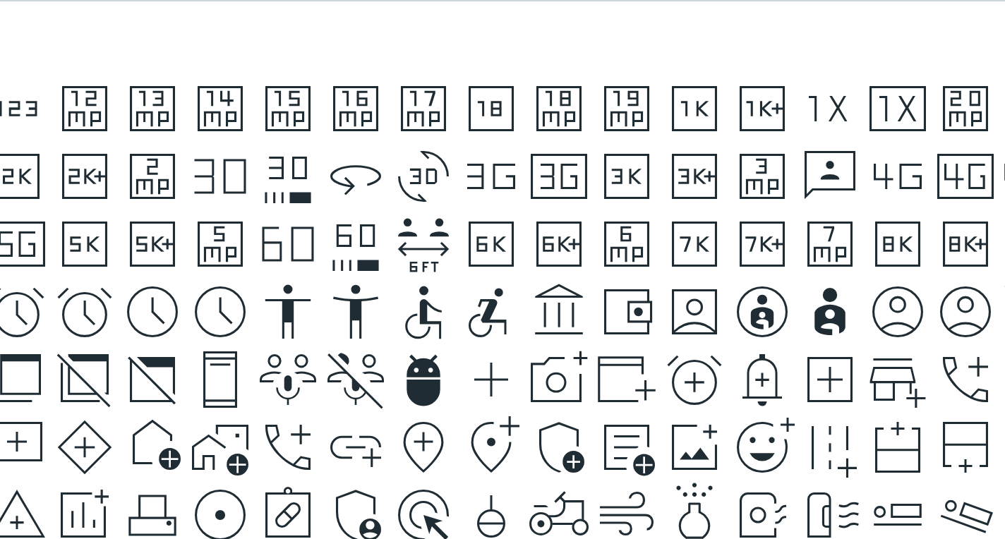 Custom menu buttons - Vestavěná knihovna ikon pomáhá cíle rychle rozpoznat.
